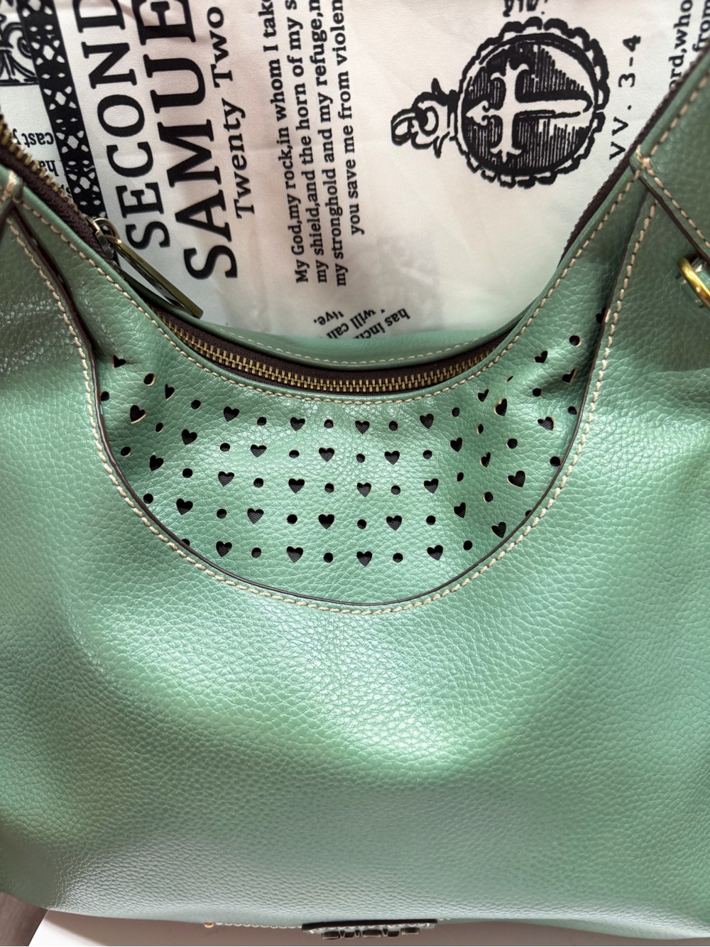 Chala Sweet Hobo Shoulder Bag in Mint Green with Dog Coin Purse - Picture 4 of 14